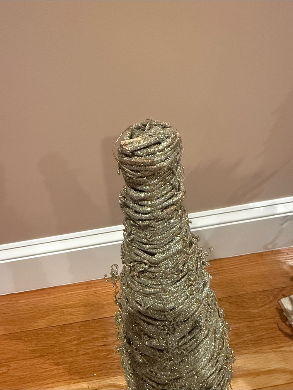 Set of 2 Sparkle Wicker Christmas Trees 21" & 12" Rustic Holiday Decor - Picture 4 of 9